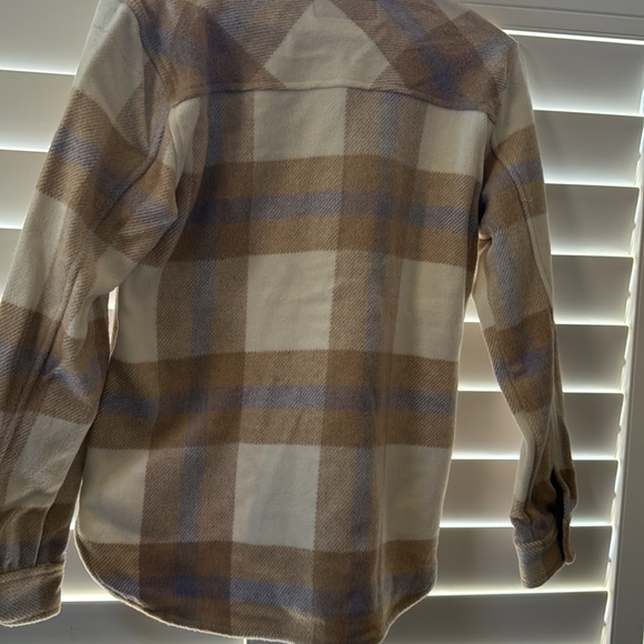 BlankNYC girls Y button down Flannel  top, new tag size, XL tan - Picture 5 of 9